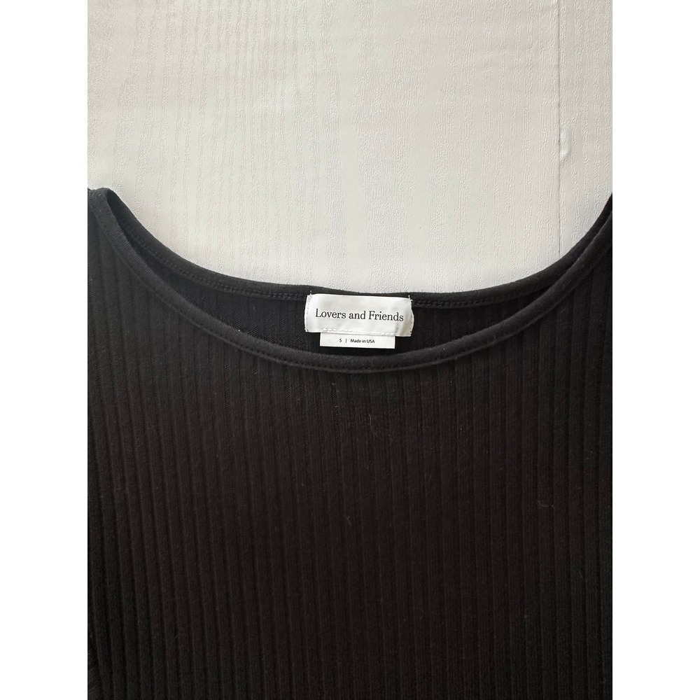 Lovers and Friends Black Ribbed Knit Dolman Sleeve Mini Dress Size S Made in USA - Picture 6 of 11